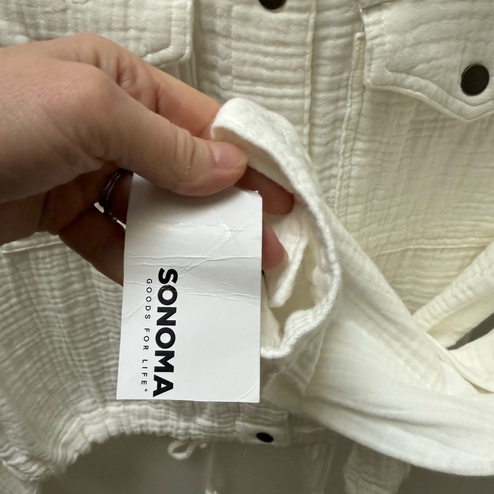 NWT Sonoma lightweight cropped utility jacket w/ snaps and tie waist in size S. - Picture 7 of 9